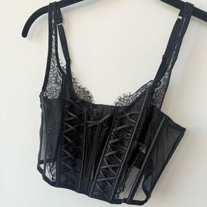 Victoria’s Secret Dream Angels Black Lace Unlined Corset size medium
